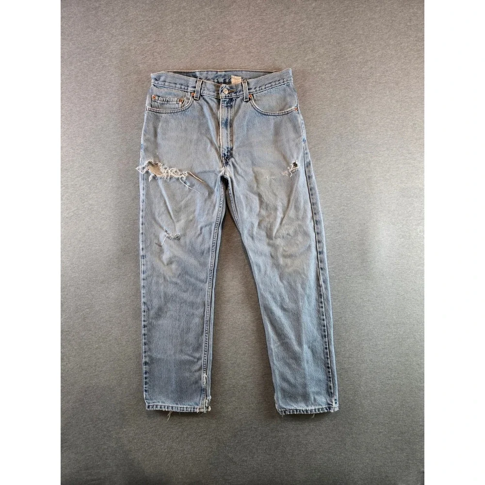 Vintage‎ Levi's 505 Jeans Mens W34 L30 Light Wash 1999 Straight Distressed 90s